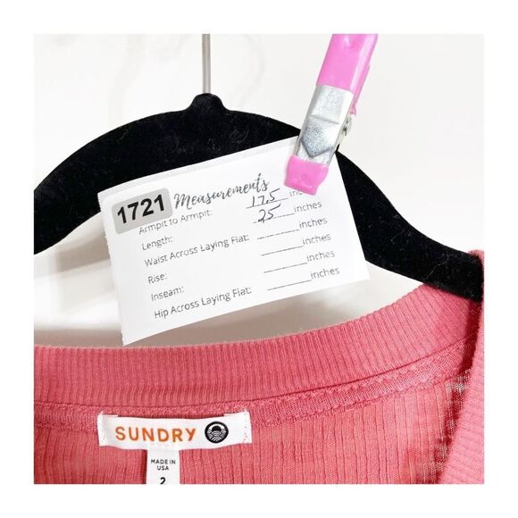 Sundry Top Womens Ribbed V Neck Henley Tee Shirt Ladies Size Medium - Picture 2 of 6